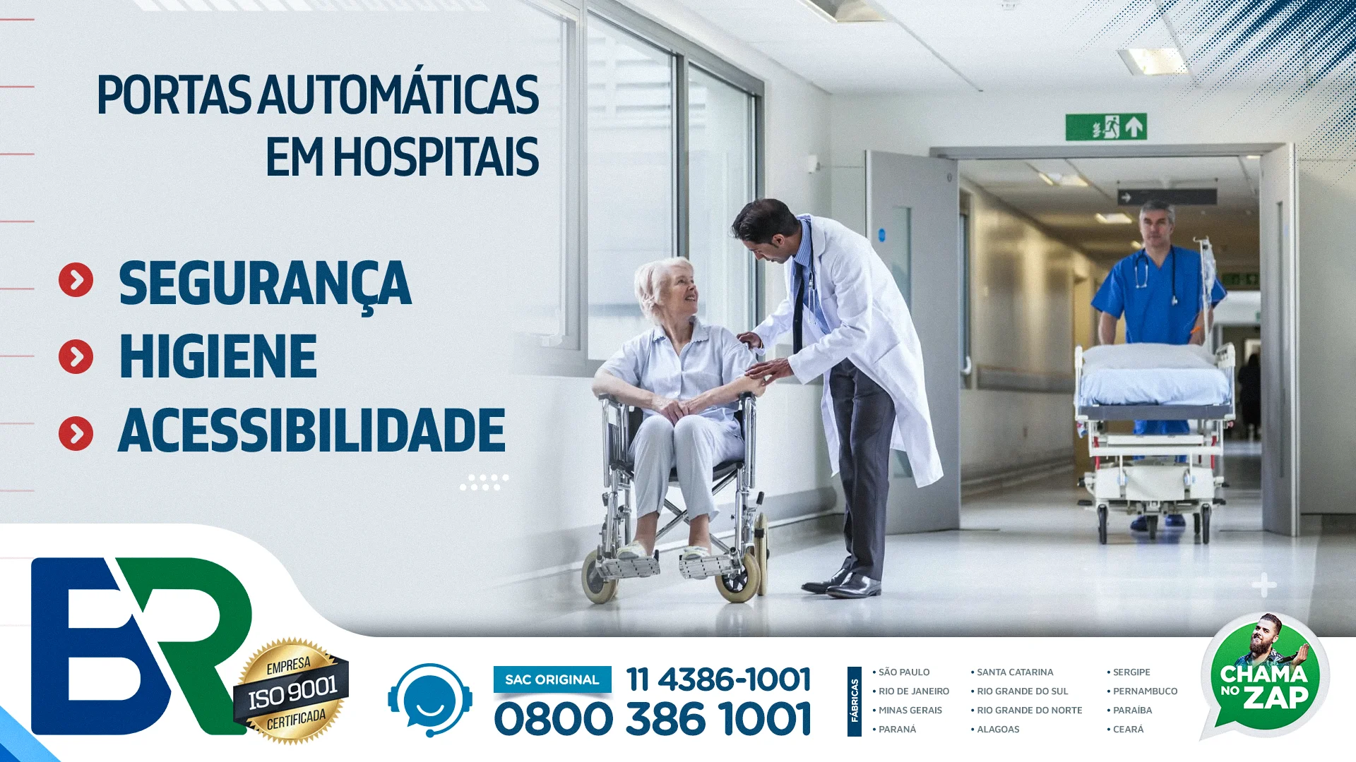 Portas automáticas em hospitais: segurança, higiene e acessibilidade
